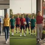 People of varied builds wear polo shirts for office, golf, and team use in outdoor and indoor settings