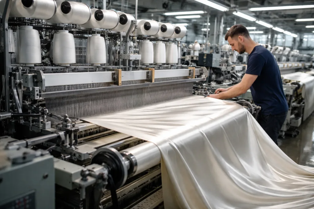What Is Satin Fabric Made Of? 2 satin fabric weaving process