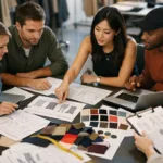 Brand team reviewing apparel RFQ template for suppliers