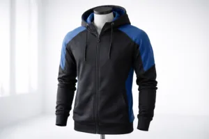 Sportswear 13 black and blue hoodie activewear inspiration displayed in a studio setting