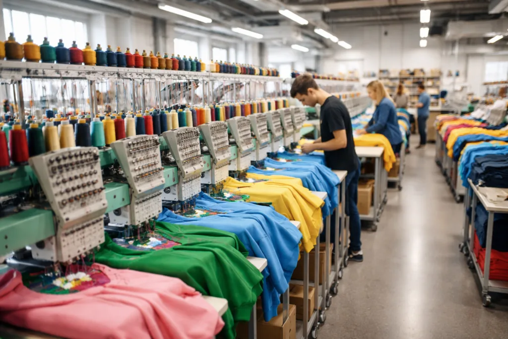 Custom Embroidery on Clothing: Process & MOQ Guide 2 embroidery factory production