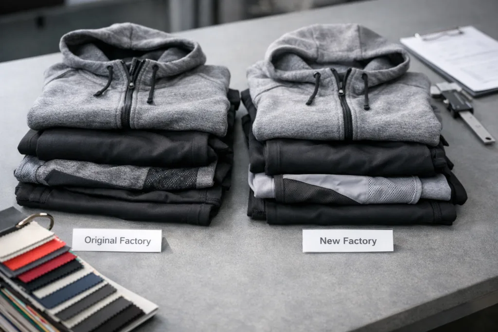 7 Key Steps to Dual Sourcing Apparel Without Disrupting Your Supply Chain 2 split order apparel sample comparison