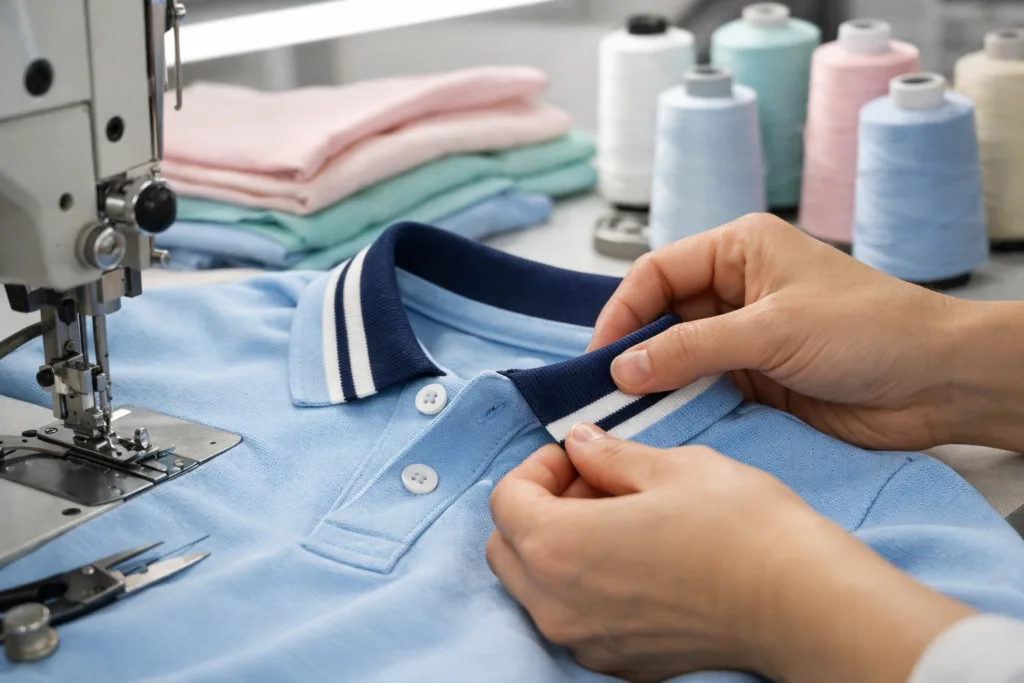 24 Key Steps to Manufacture Golf Polos—Fabric, Fit, Custom Options & QC 2 golf polo collar placket qc