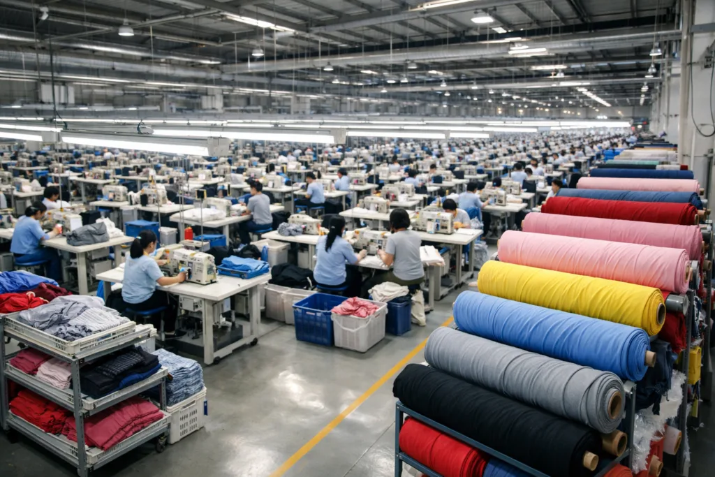 How Real Factories Weigh the Pros & Cons of Clothing Manufacturing in China 1 clothing manufacturing china factory floor