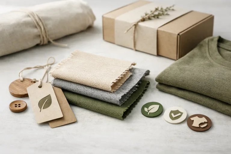 How to Find a Clothing Manufacturer 10 Depicts the sustainable materials and branding solutions available for OEM and ODM team apparel orders, emphasizing market trends and compliance.