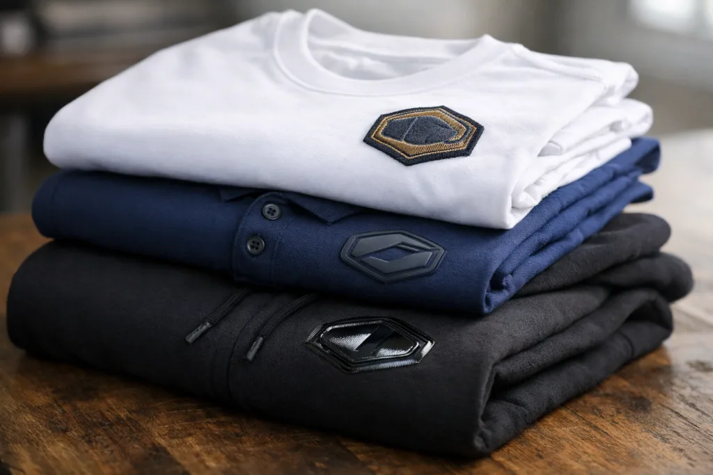 Embroidery, Printing, or Heat Transfer: Which Logo Method Is Best for Team Clothing? 3 finished teamwear logo results