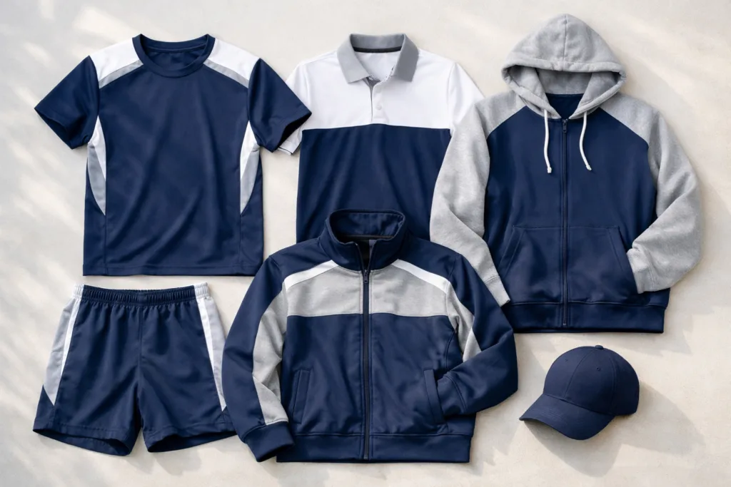 Maximize Team Unity: How Brands and Clubs Can Build a Matching Apparel Collection Beyond the Basic T-shirt 3 flat lay matching teamwear set