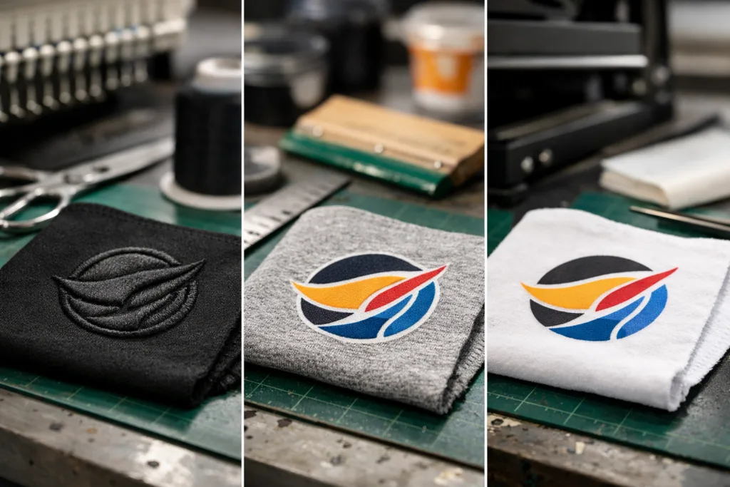 Embroidery, Printing, or Heat Transfer: Which Logo Method Is Best for Team Clothing? 2 logo method comparison fabrics