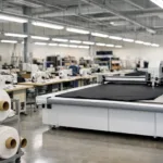 This image shows a high-tech, organized clothing manufacturing floor suitable for large-scale shirt, hoodie, or polo production as referenced in Should You Move Your Clothing Production Out of China? A Practical Checklist.