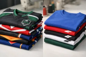 Home 41 This image visually contrasts OEM and ODM team apparel, highlighting the difference in design ownership and customization depth.