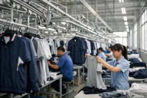 Home 41 A crisp, organized apparel production line in China showing how rush orders are handled quickly and reliably.