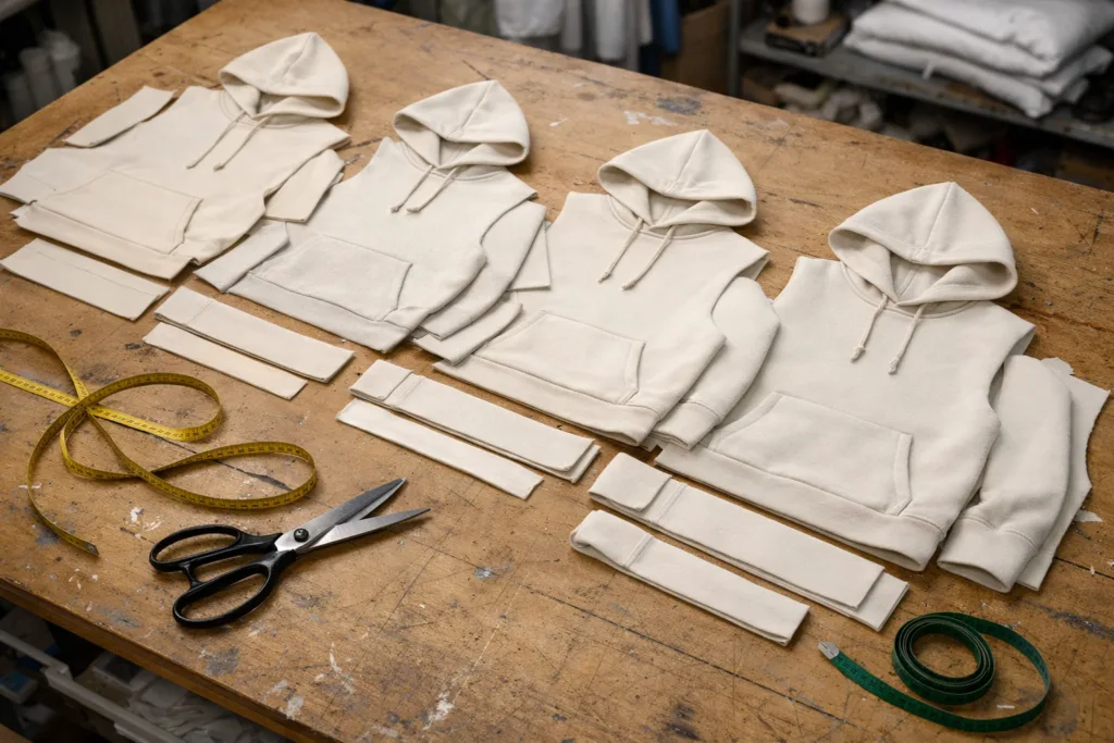 Streetwear to Teamwear: How to Choose the Optimal Fabric Weight for Custom Hoodies (10 oz, 12 oz, or 16 oz) 2 best fabric weight for custom hoodies pattern layout