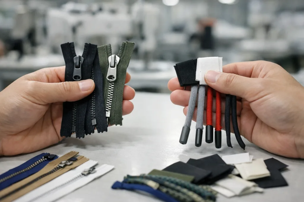 Unlocking Speed: How China’s Fabric and Trim Network Accelerates Apparel Development 2 china apparel trims sampling closeup