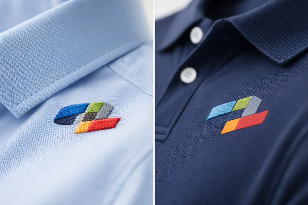 Collared Shirts vs Polo Shirts: Which Is Better for Uniform Programs? 3 collared polo logo application