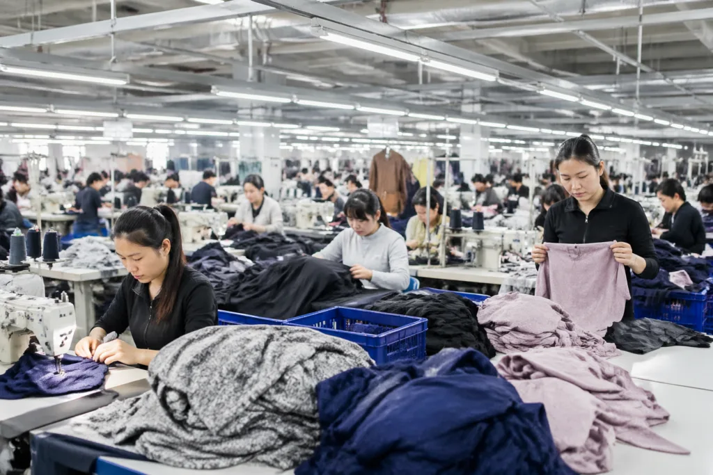 Discover the Real Timeline for Gym Clothing Production: What Buyers Need to Know 1 gym clothing production factory floor