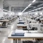A clean view of a high-tech activewear factory floor, reflecting the professional environment that distinguishes direct gym clothing manufacturers from suppliers.
