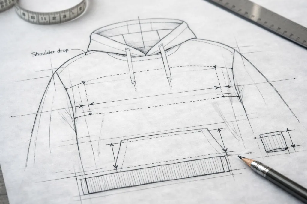 oversized hoodie pattern layout