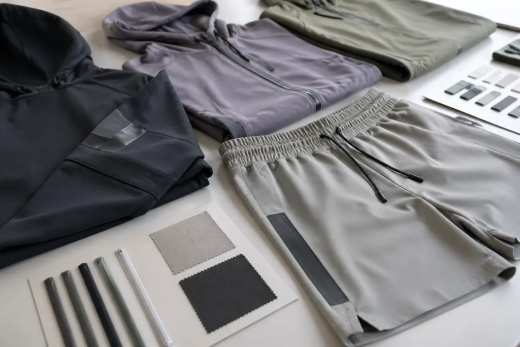 Your Guide to Gym Clothing MOQ: How Order Quantity Depends on Product Type & What Brands Should Know 2 private label gym shorts hoodies trims