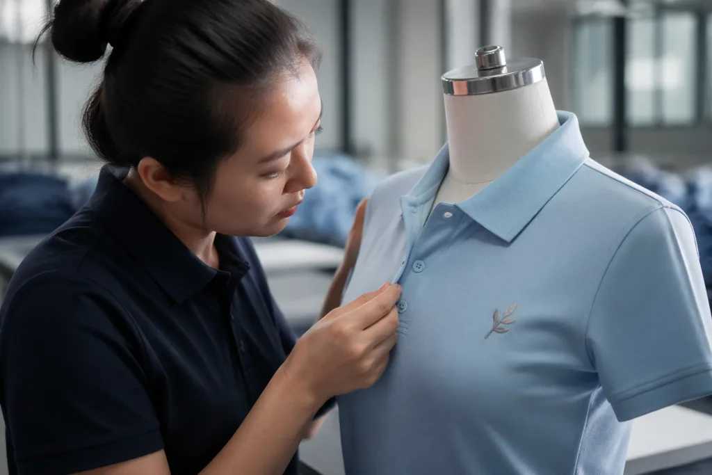 qc womens uniform polo branding