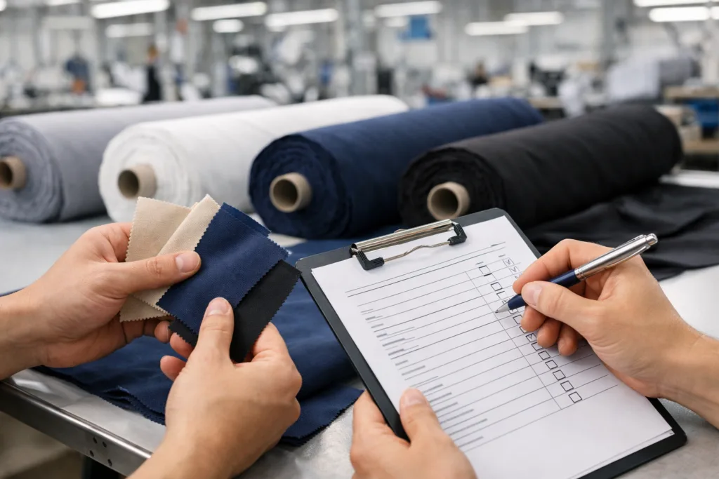 team clothing quality fabric inspection