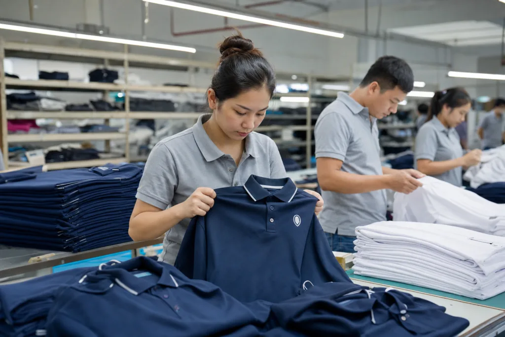 Embroidered vs Printed Polo Shirts: How to Choose the Right Logo Method for Bulk Custom Orders 3 bulk polo quality control