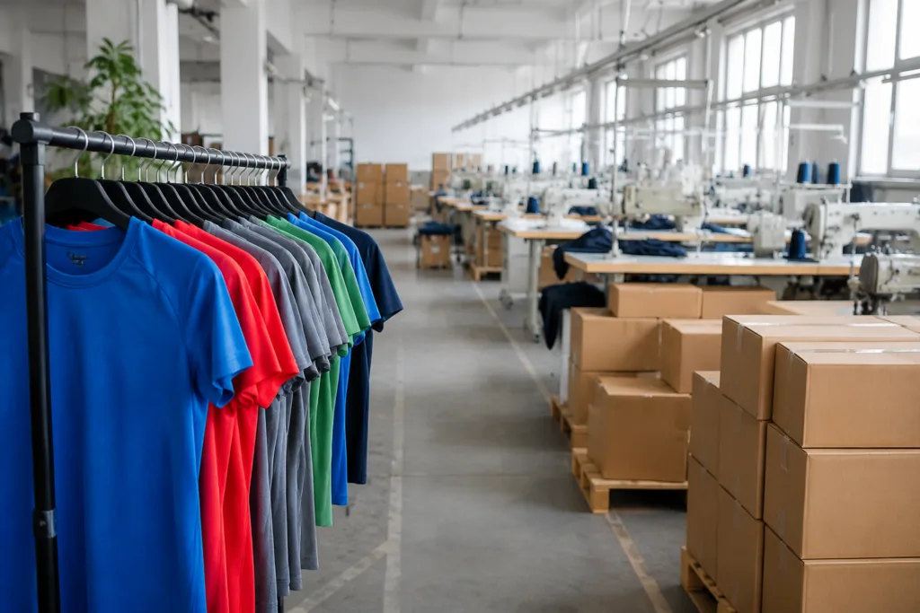 Bulk Performance Tees: A Practical Guide for Gym Brands 1 performance t shirt factory floor