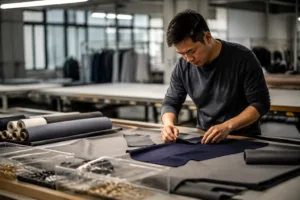 Home 41 A realistic manufacturing scene that reflects fabric and trim planning as a major cost driver.