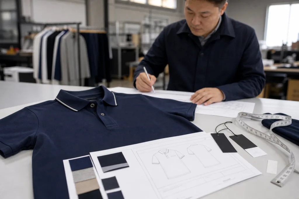 Private Label Polo Shirts: A Complete Guide for Apparel Startups 2 private label polo sampling workflow