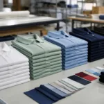 Visual concept for the first section showing how polo shirts for employees start with organized planning, sizing, and color control.