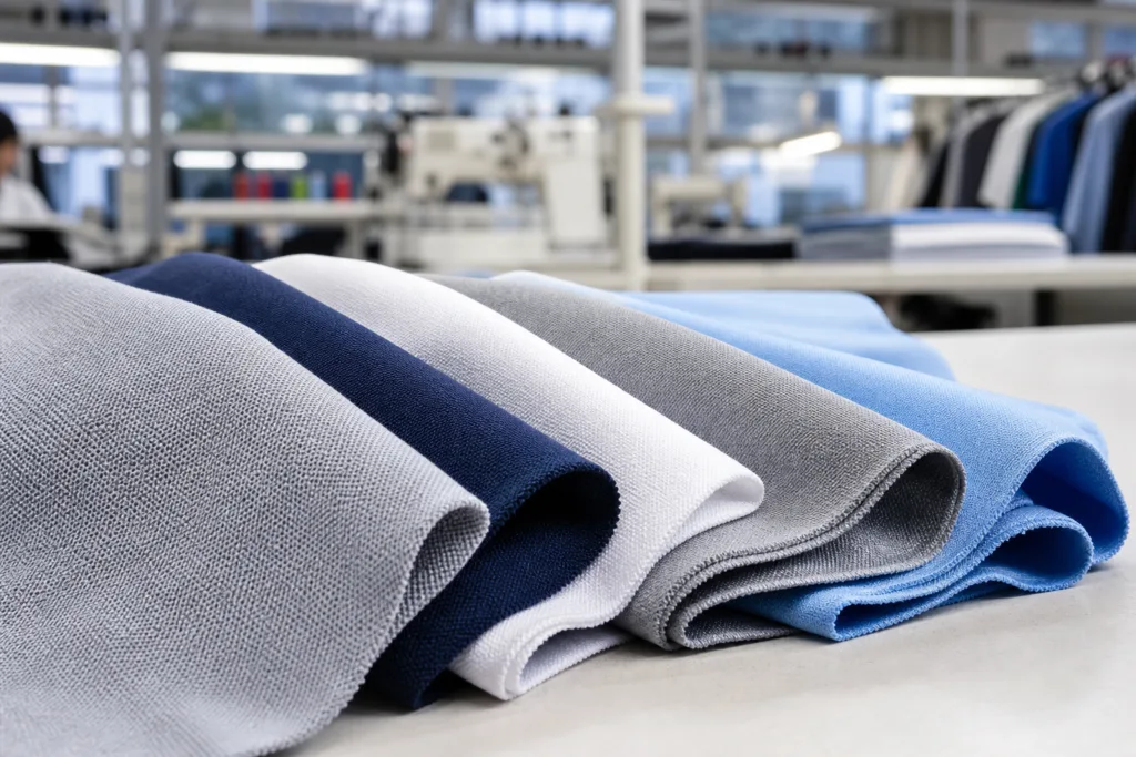 Best Fabrics for Polo Shirt Manufacturing: How to Choose Cotton, Pique, Polyester, and Blends for Different Buying Scenarios 1 best polo fabrics swatches