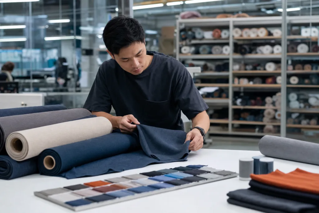 Stock Fabric vs Custom Fabric for Low MOQ Apparel Production: How to Choose the Right Option for Small-Batch Clothing Orders 2 custom fabric color approval process