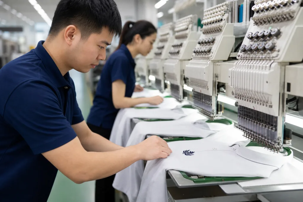 Team Polo Shirts for Schools, Clubs, and Organizations: A Practical Guide to Custom Bulk Ordering 2 embroidered team polo shirts production