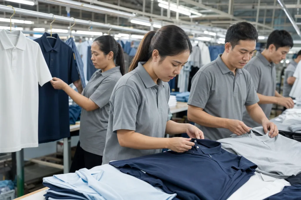Pique Cotton vs Polyester Polo Shirts: Which Fabric Fits Your Market? 3 polo shirt bulk quality control