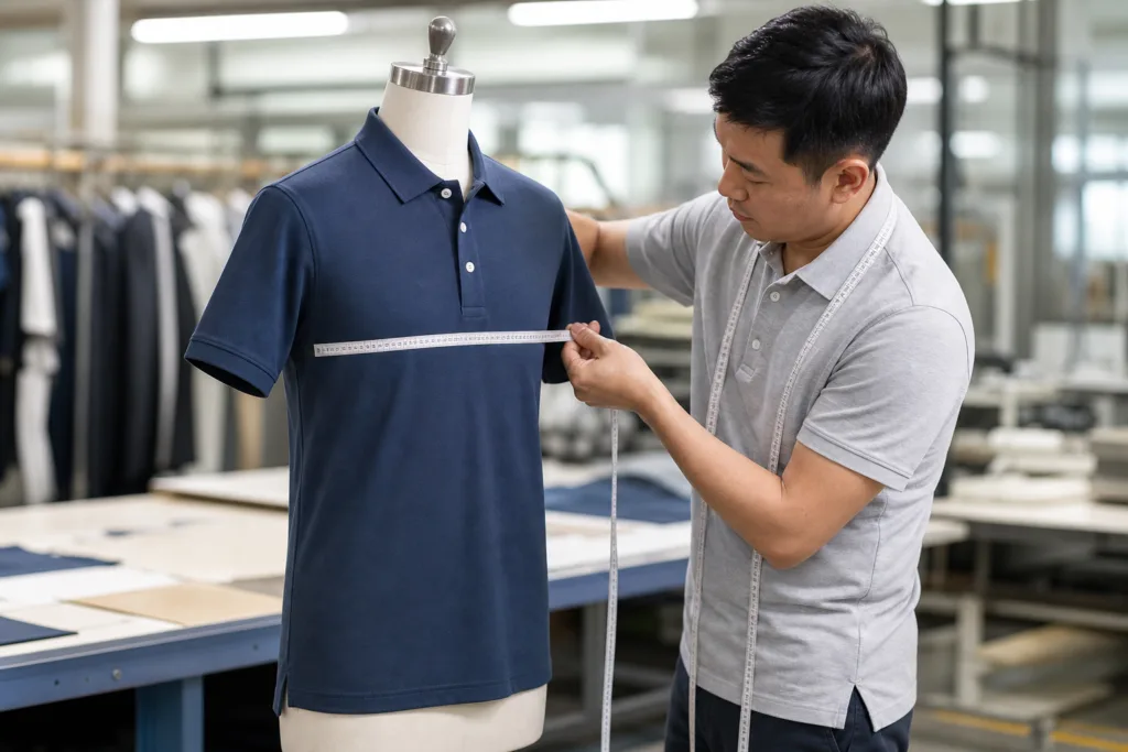 How Custom Polo Shirt Sampling Works Before Bulk Production 2 polo shirt fit sample inspection