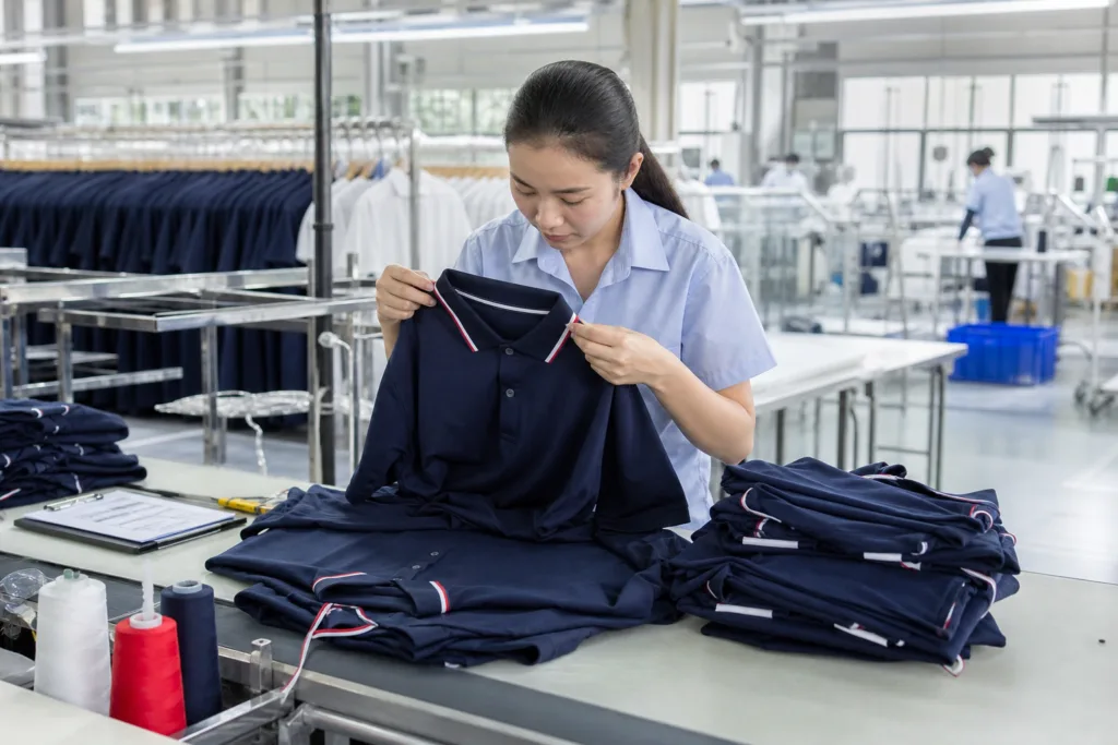 How to Choose the Right Polo Shirt Fabric for Corporate, Golf, Workwear, and Promotional Orders 3 polo shirt quality control bulk production