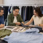 A professional sourcing discussion focused on comparing stock and custom fabric options for small-batch apparel production.