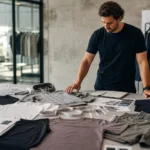 A professional apparel development workspace comparing several garment categories for startup brand launch planning.