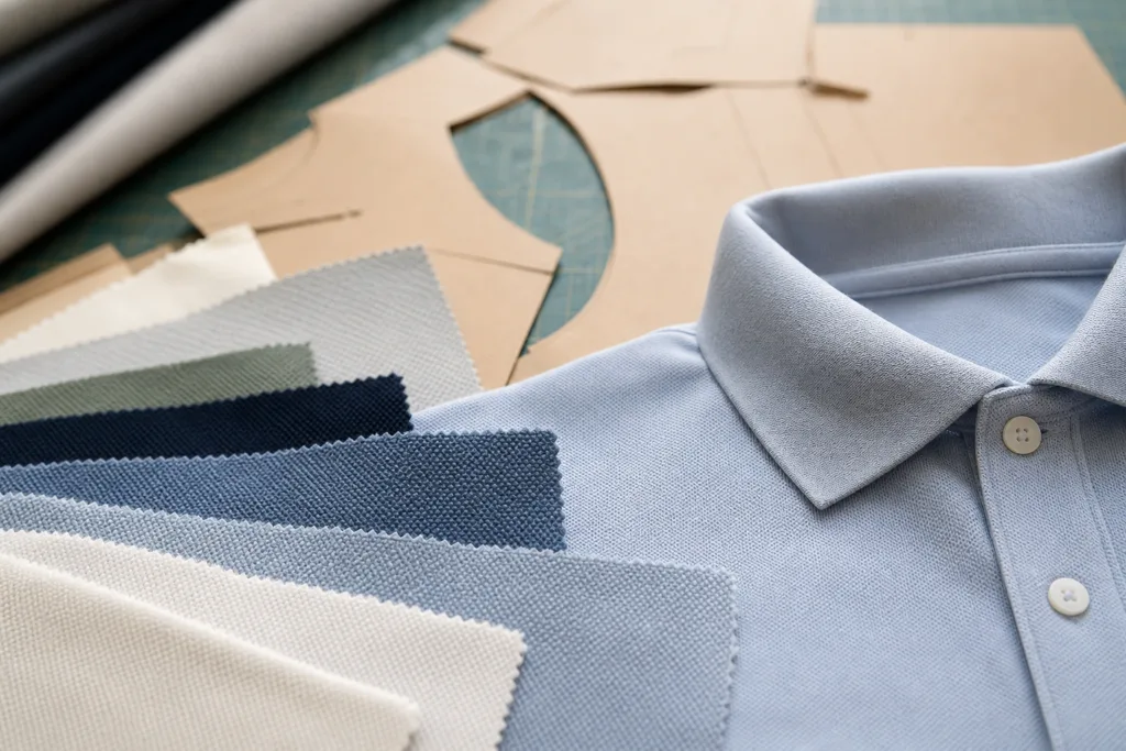 Custom Polo Shirt Manufacturing Guide for Buyers 2 custom polo shirts fabric pattern planning