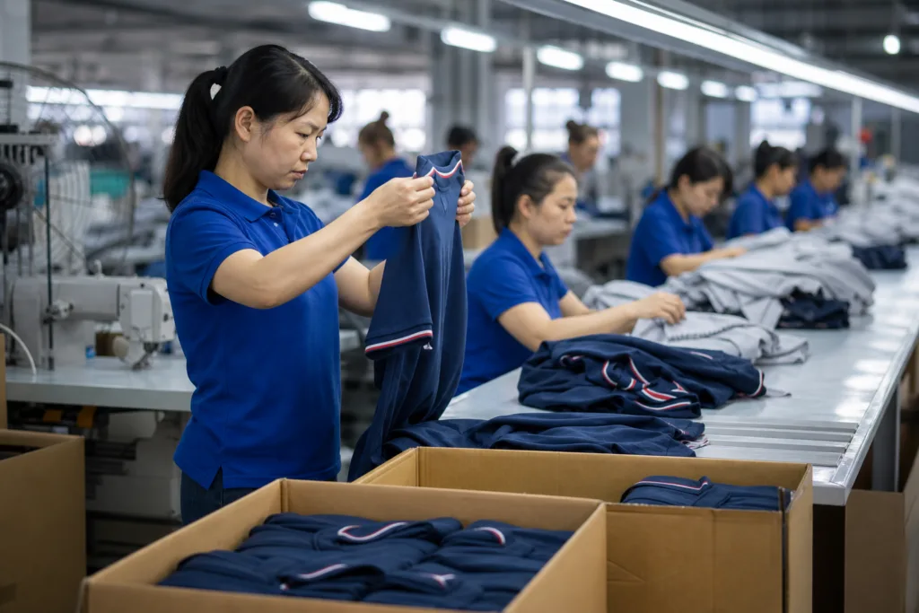 Custom Polo Shirt Manufacturing Guide for Buyers 3 custom polo shirts quality control packing