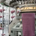 Seamless activewear being produced on a circular knitting machine