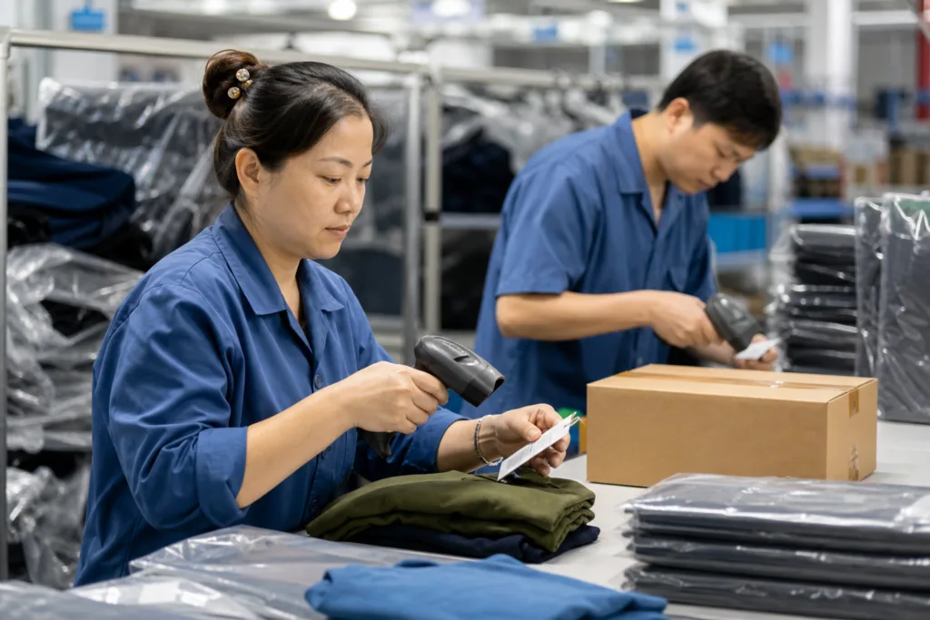 What Branding Details Matter Most in Private Label Clothing? A Manufacturer’s Guide to Labels, Hang Tags, Packaging, and Retail Readiness 2 barcode packaging qc review