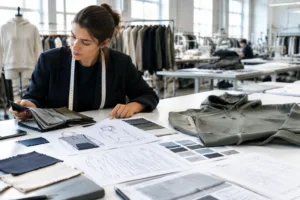 Home 46 Apparel manufacturing brief with fabric and garment development materials