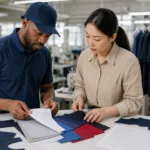 Custom clothing manufacturing fabric and pattern planning for polo shirts