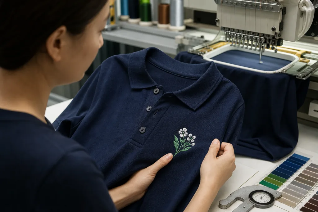 Custom Polo Shirt Manufacturing Planning for Brands 2 custom clothing manufacturing polo embroidery qc