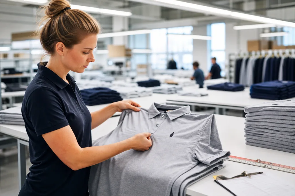 Custom Polo Shirt Manufacturing: Fabric, Fit, MOQ, and QC Guide 3 custom polo shirt manufacturing quality control