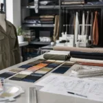 Custom clothing manufacturer reviewing fabric and garment development