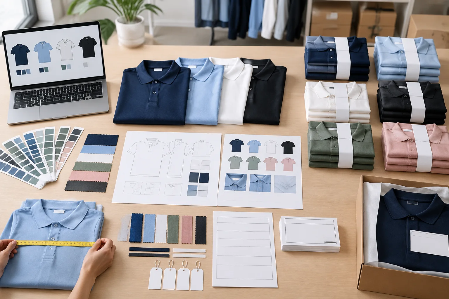 Uniform garments and allocation materials arranged into separate store bundles